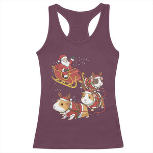 Funny Christmas Guinea Pig Lover Gift Racerback Tank Top Santa Pig Sleigh Crew TS12 Maroon Print Your Wear