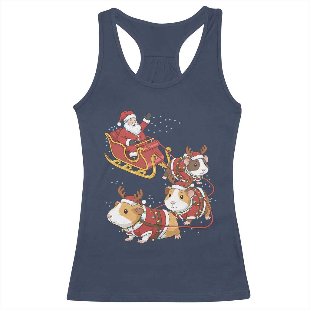 Funny Christmas Guinea Pig Lover Gift Racerback Tank Top Santa Pig Sleigh Crew TS12 Navy Print Your Wear