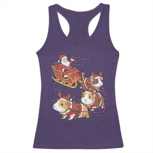 Funny Christmas Guinea Pig Lover Gift Racerback Tank Top Santa Pig Sleigh Crew TS12 Purple Print Your Wear