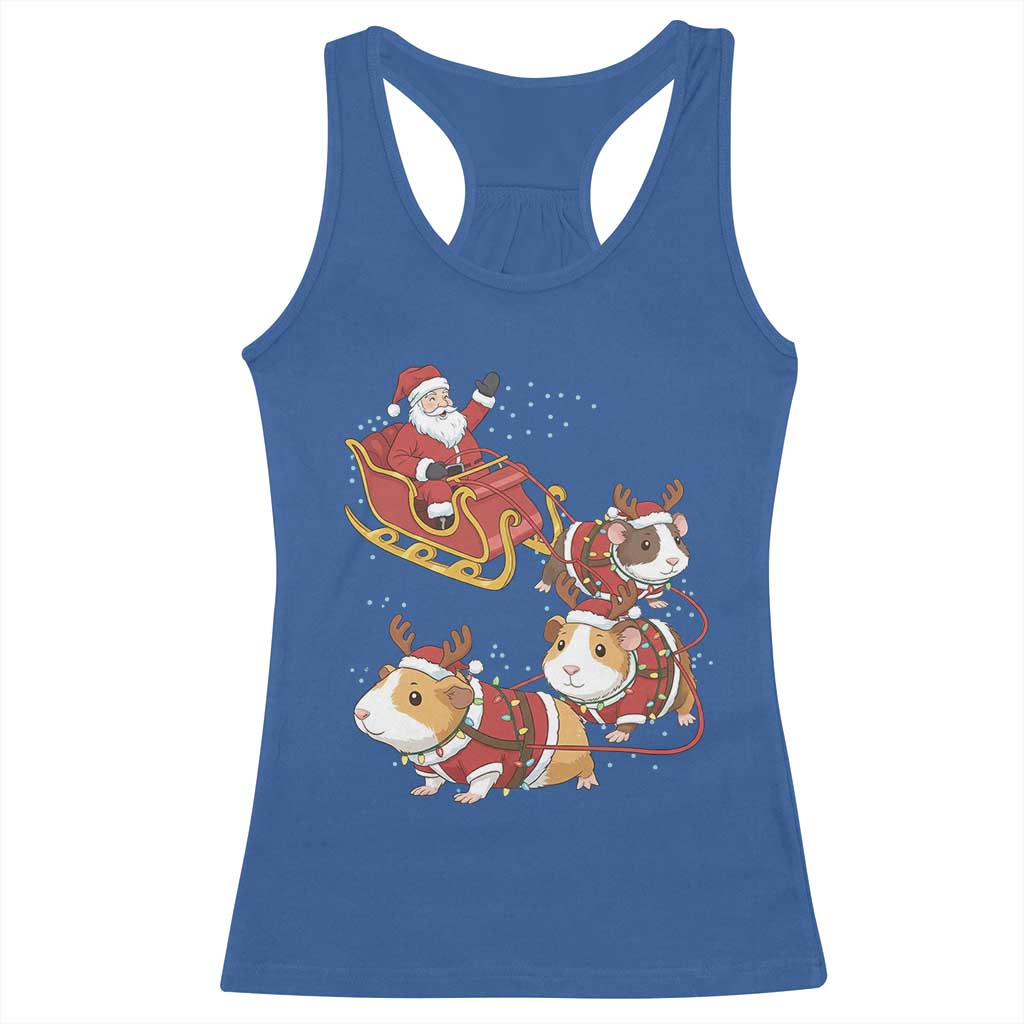 Funny Christmas Guinea Pig Lover Gift Racerback Tank Top Santa Pig Sleigh Crew TS12 Royal Blue Print Your Wear