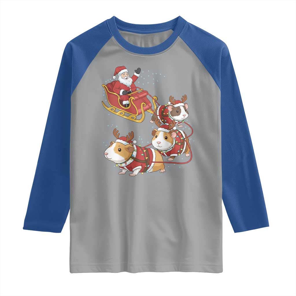 Funny Christmas Guinea Pig Lover Gift Raglan Shirt Santa Pig Sleigh Crew TS12 Sport Gray Royal Print Your Wear