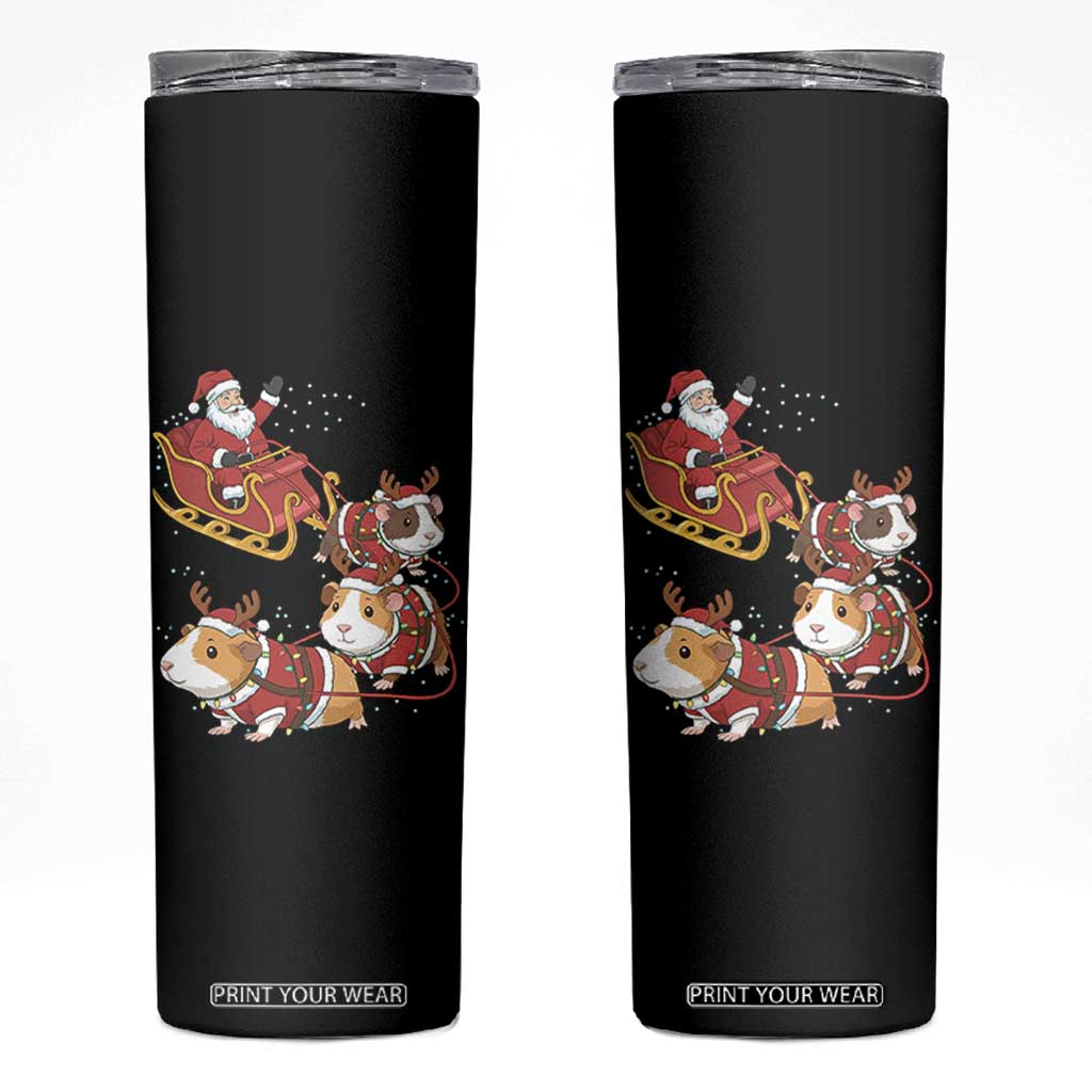 Funny Christmas Guinea Pig Lover Gift Skinny Tumbler Santa Pig Sleigh Crew TS12 Black Print Your Wear