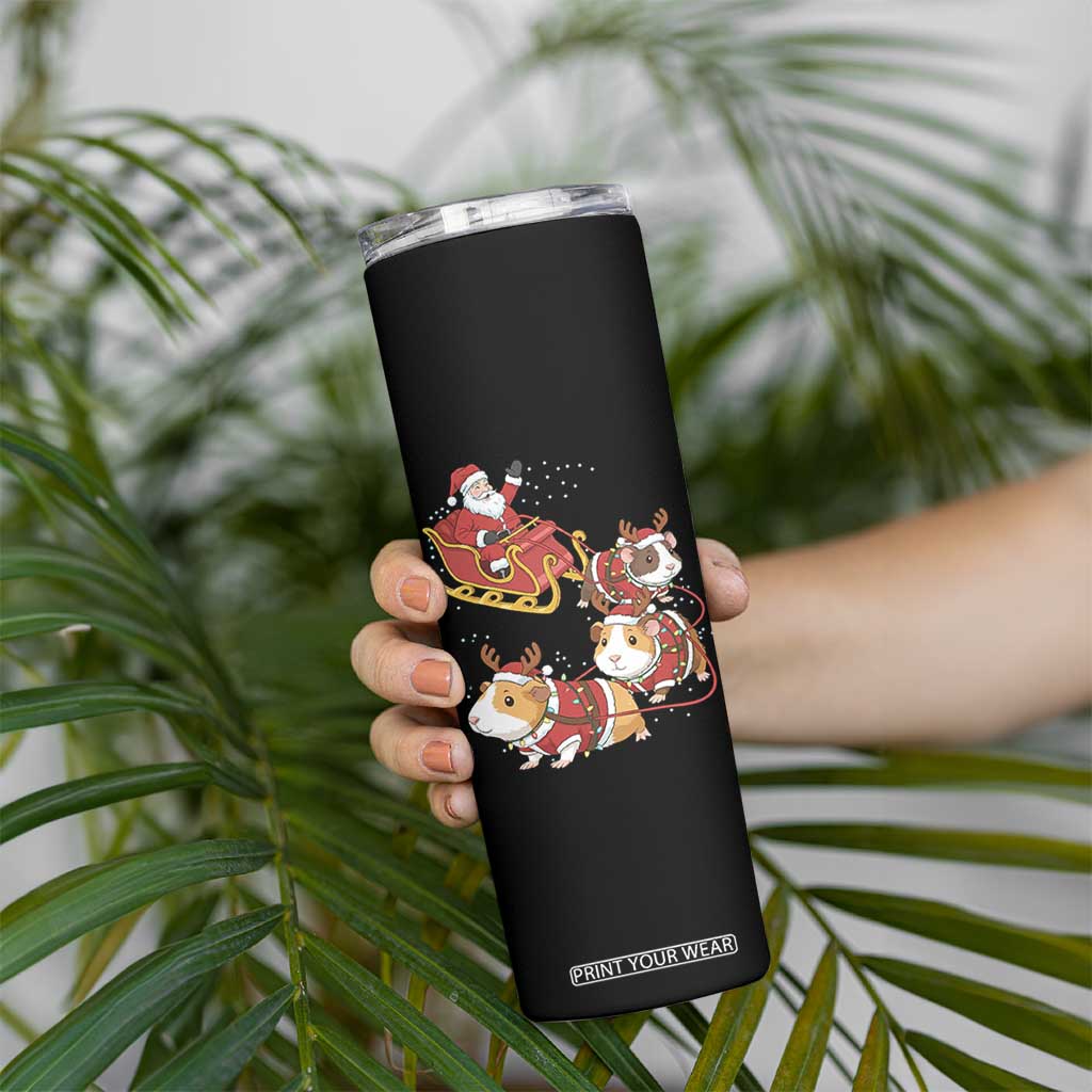 Funny Christmas Guinea Pig Lover Gift Skinny Tumbler Santa Pig Sleigh Crew TS12 Print Your Wear