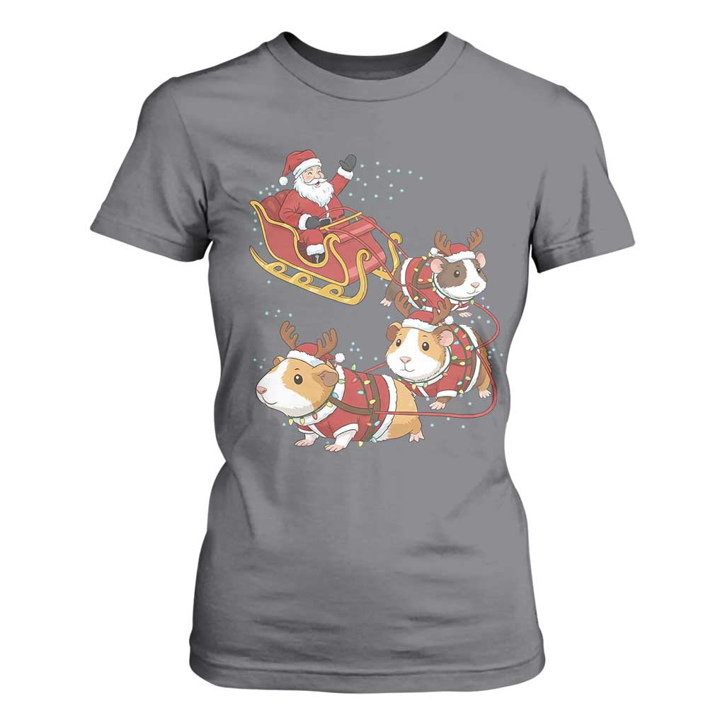 Funny Christmas Guinea Pig Lover Gift T Shirt For Women Santa Pig Sleigh Crew TS12 Charcoal Print Your Wear