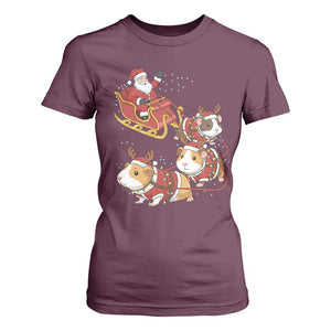Funny Christmas Guinea Pig Lover Gift T Shirt For Women Santa Pig Sleigh Crew TS12 Maroon Print Your Wear