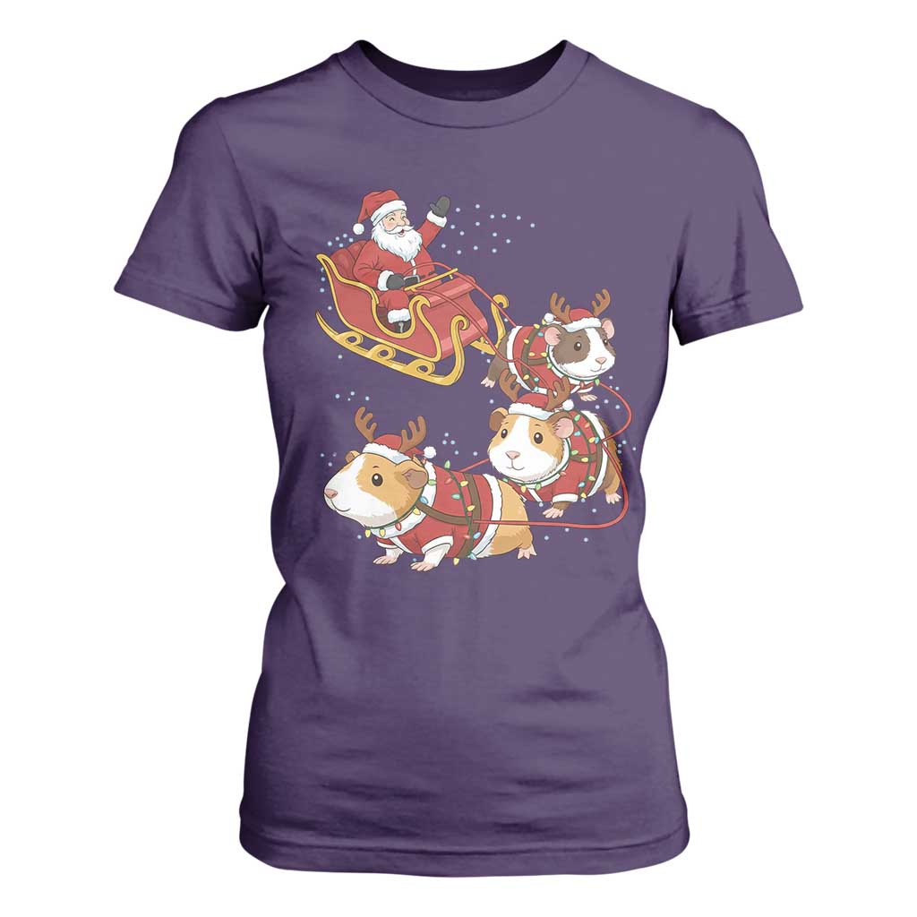 Funny Christmas Guinea Pig Lover Gift T Shirt For Women Santa Pig Sleigh Crew TS12 Purple Print Your Wear