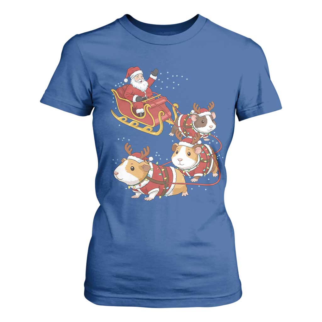 Funny Christmas Guinea Pig Lover Gift T Shirt For Women Santa Pig Sleigh Crew TS12 Royal Blue Print Your Wear