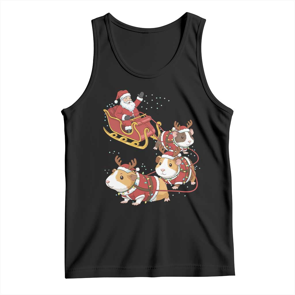 Funny Christmas Guinea Pig Lover Gift Tank Top Santa Pig Sleigh Crew TS12 Black Print Your Wear