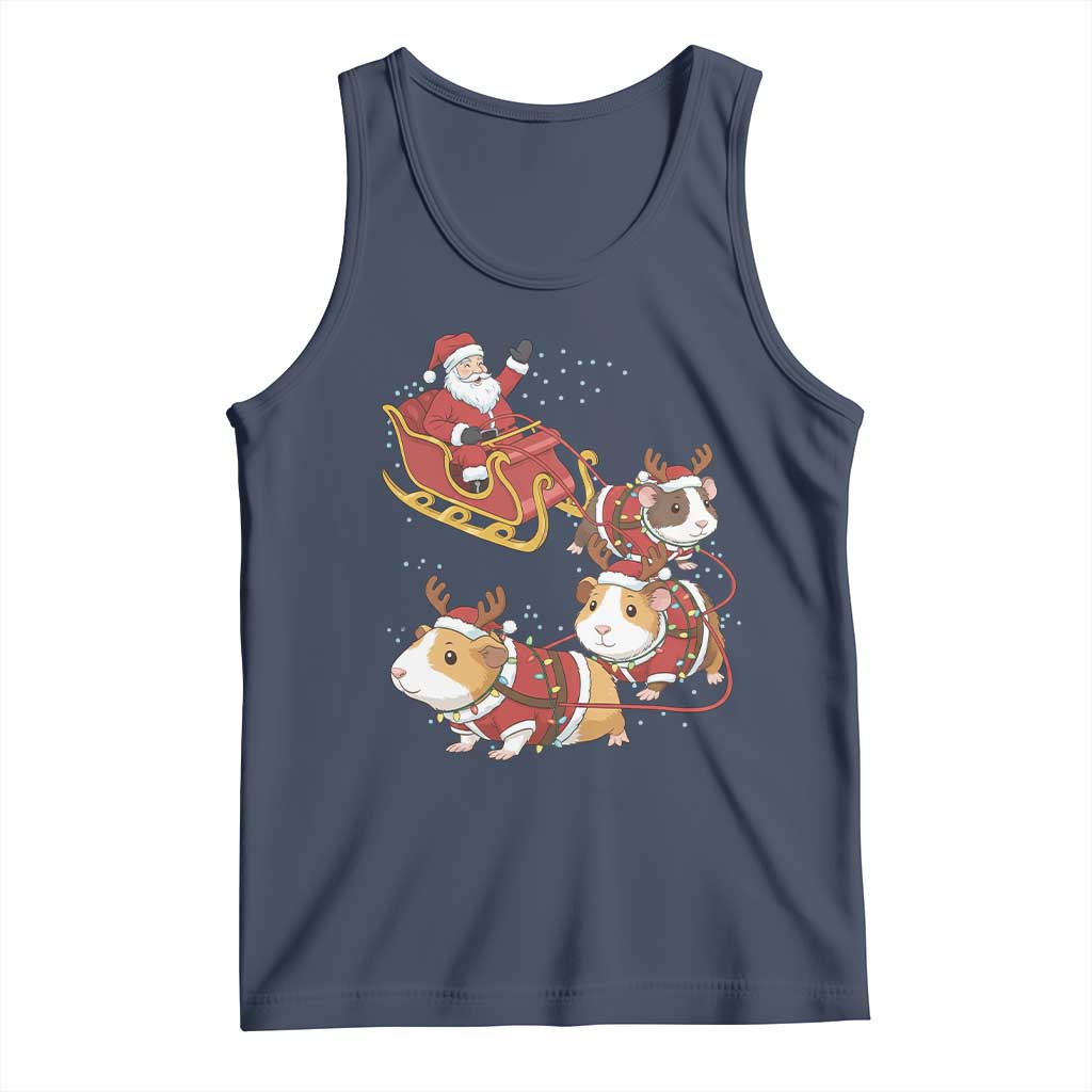Funny Christmas Guinea Pig Lover Gift Tank Top Santa Pig Sleigh Crew TS12 Navy Print Your Wear