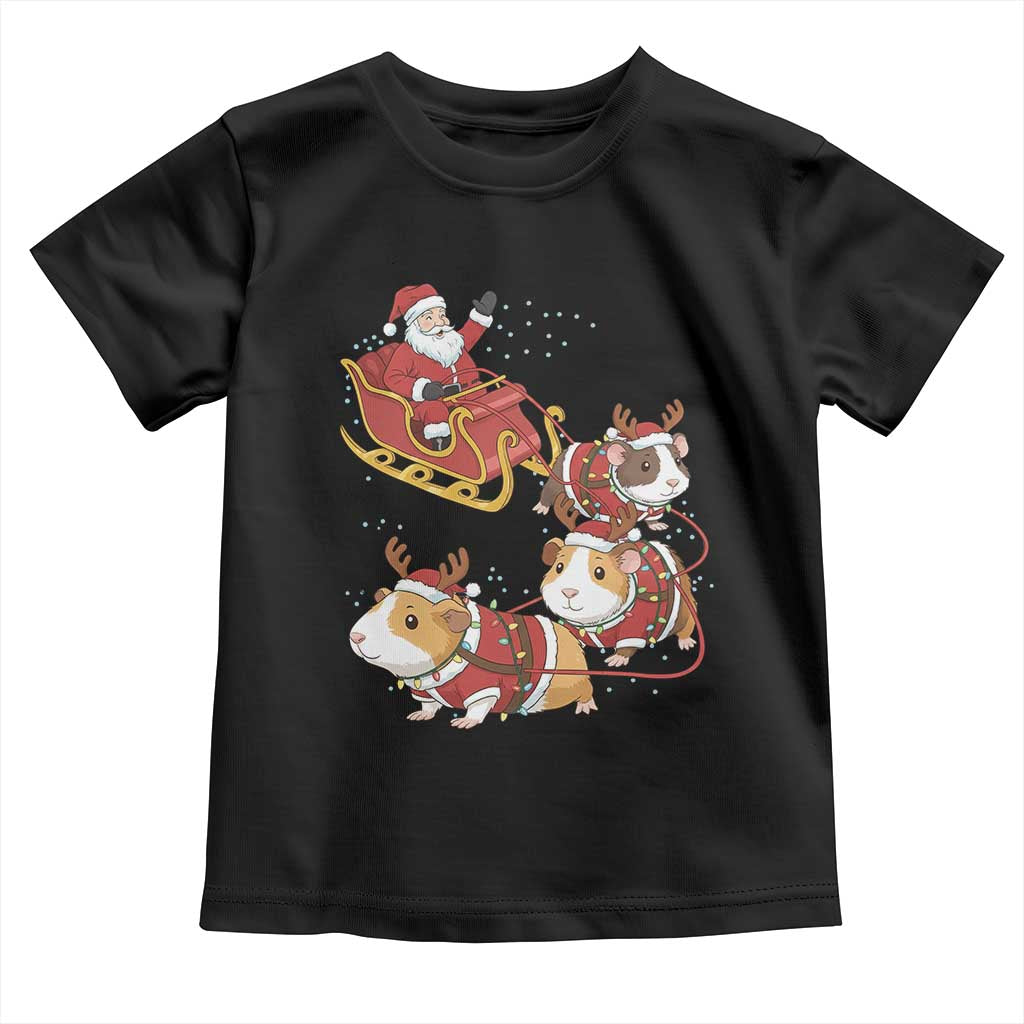Funny Christmas Guinea Pig Lover Gift Toddler T Shirt Santa Pig Sleigh Crew TS12 Black Print Your Wear