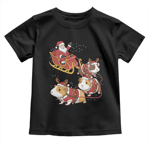 Funny Christmas Guinea Pig Lover Gift Toddler T Shirt Santa Pig Sleigh Crew TS12 Black Print Your Wear