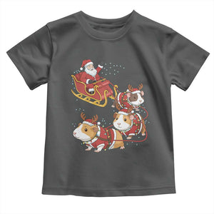 Funny Christmas Guinea Pig Lover Gift Toddler T Shirt Santa Pig Sleigh Crew TS12 Dark Heather Print Your Wear