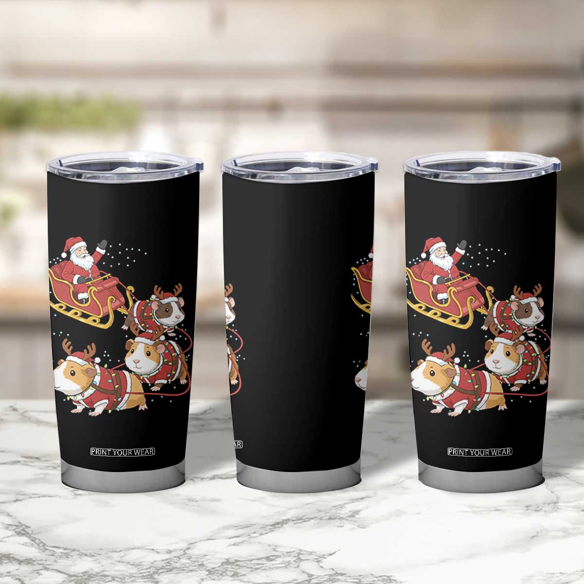 Funny Christmas Guinea Pig Lover Gift Tumbler Cup Santa Pig Sleigh Crew TS12 Print Your Wear