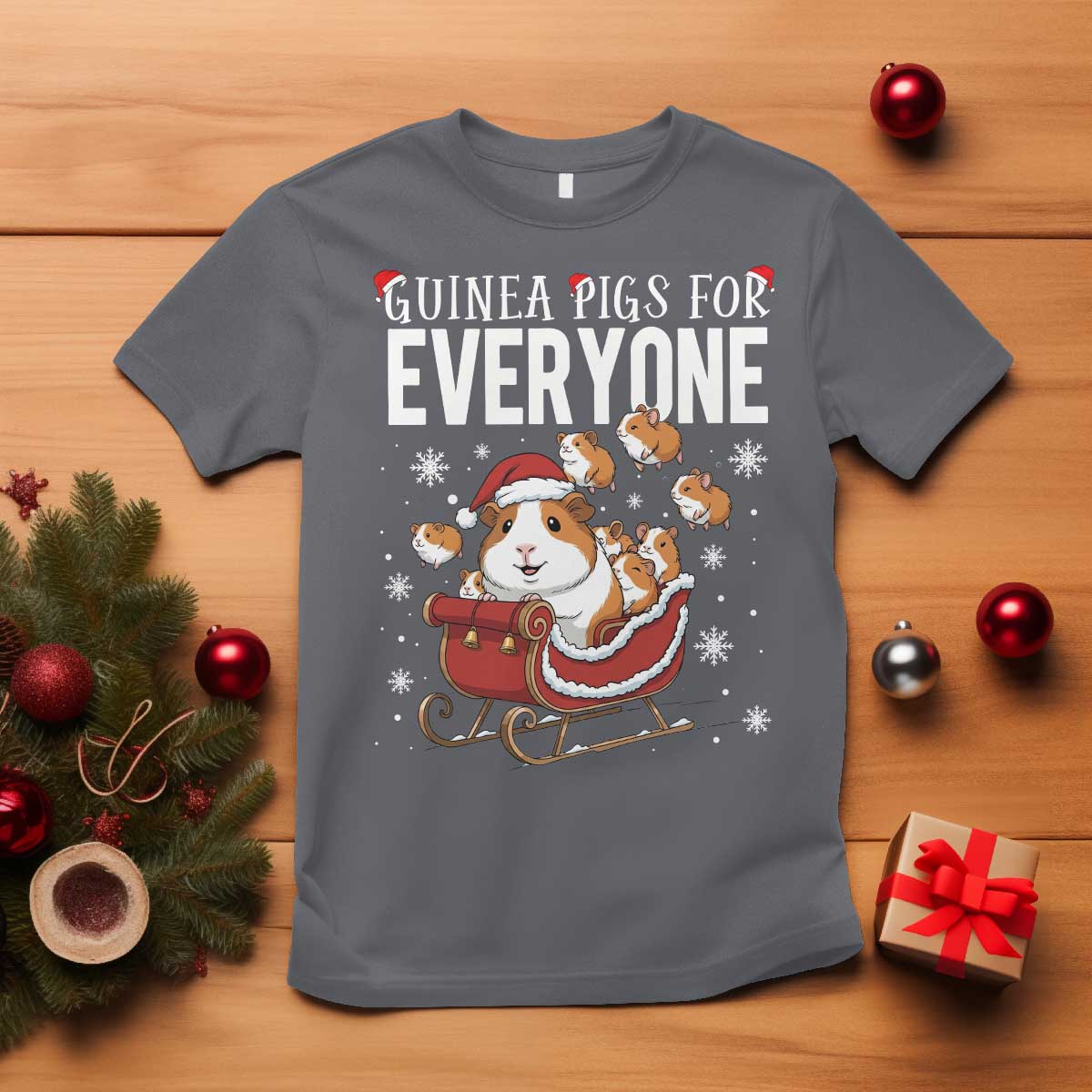 Christmas Guinea Pigs For Everyone T Shirt Funny Cavy Lover Gift TS12 Charcoal Print Your Wear