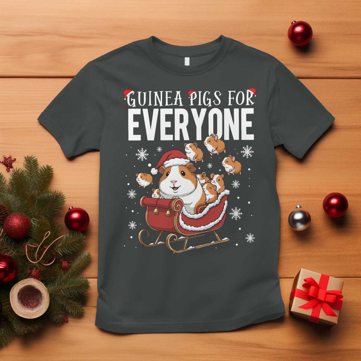 Christmas Guinea Pigs For Everyone T Shirt Funny Cavy Lover Gift TS12 Dark Heather Print Your Wear
