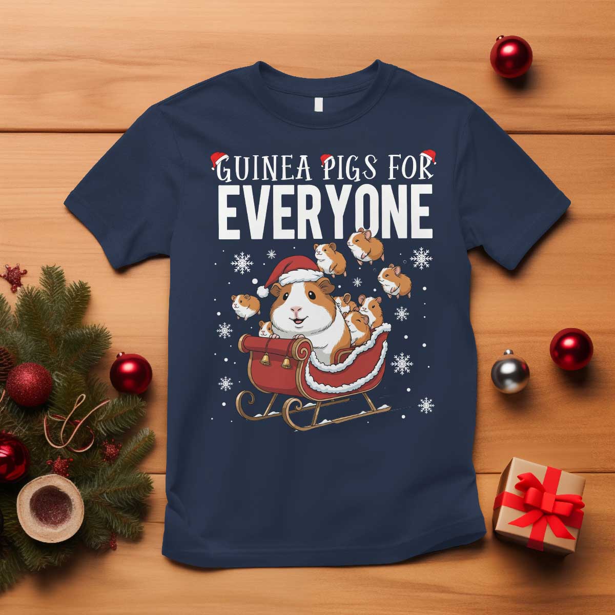 Christmas Guinea Pigs For Everyone T Shirt Funny Cavy Lover Gift TS12 Navy Print Your Wear
