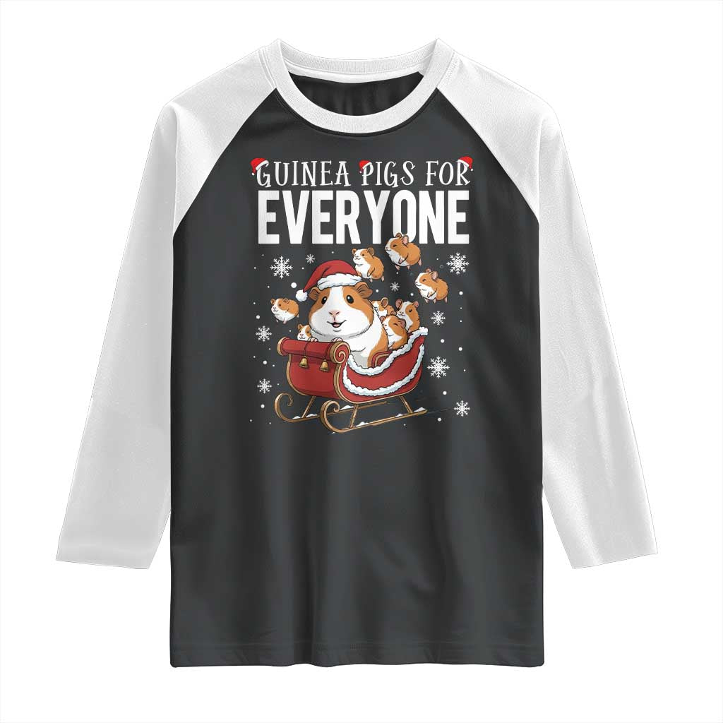 Christmas Guinea Pigs For Everyone Raglan Shirt Funny Cavy Lover Gift TS12 Black White Print Your Wear