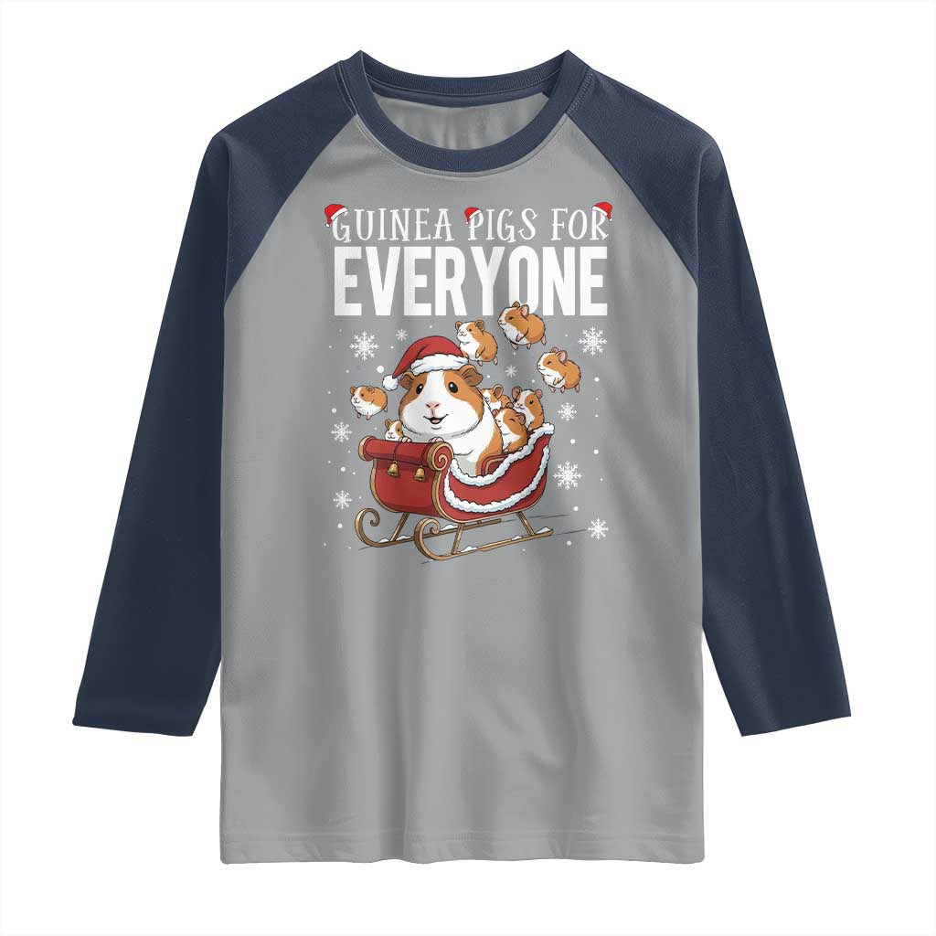 Christmas Guinea Pigs For Everyone Raglan Shirt Funny Cavy Lover Gift TS12 Sport Gray Navy Print Your Wear