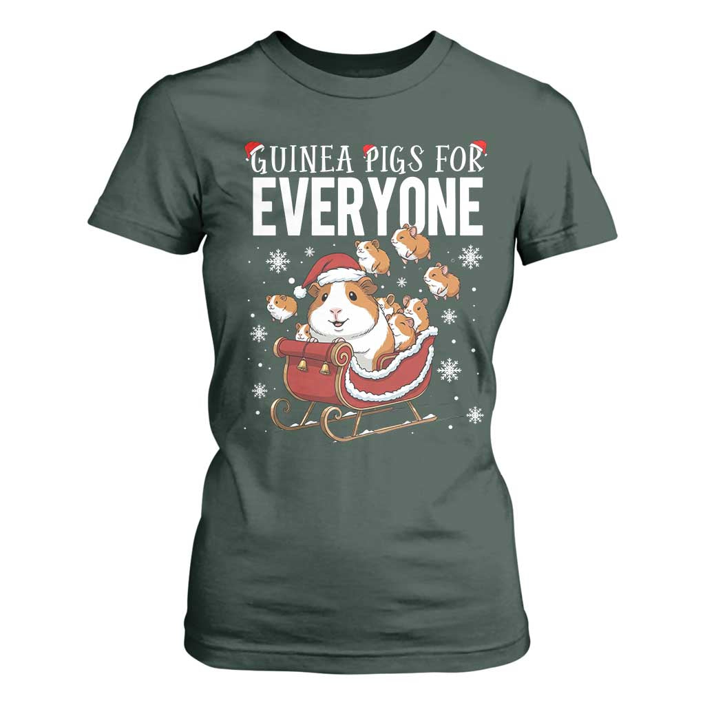 Christmas Guinea Pigs For Everyone T Shirt For Women Funny Cavy Lover Gift TS12 Dark Forest Green Print Your Wear