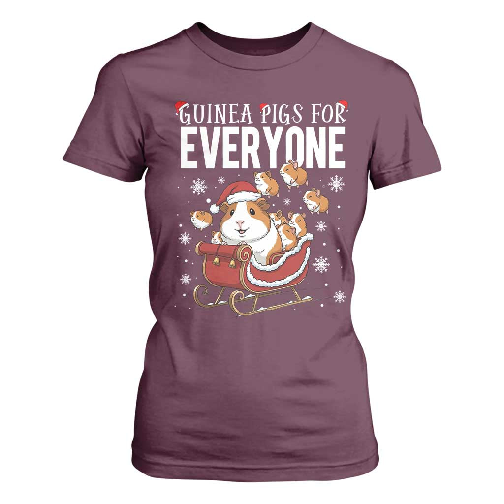 Christmas Guinea Pigs For Everyone T Shirt For Women Funny Cavy Lover Gift TS12 Maroon Print Your Wear