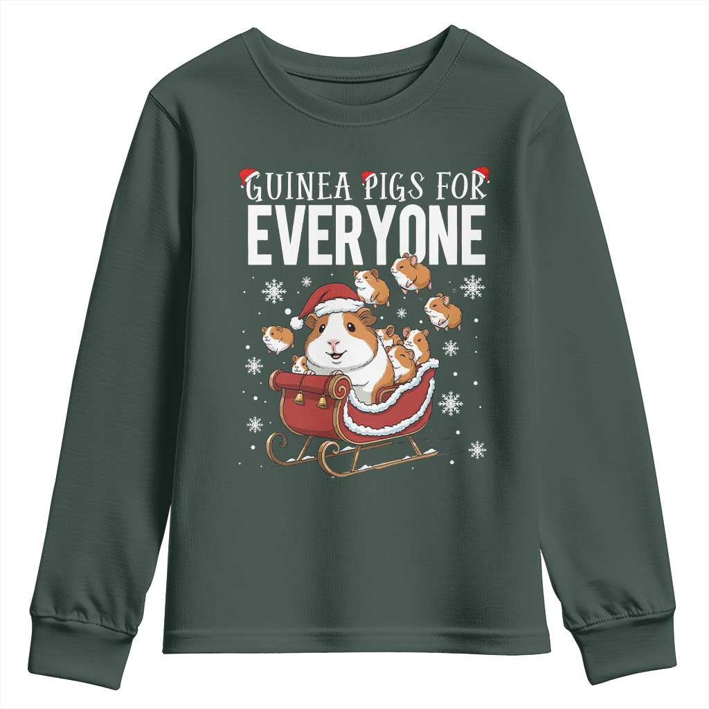 Christmas Guinea Pigs For Everyone Youth Sweatshirt Funny Cavy Lover Gift TS12 Dark Forest Green Print Your Wear