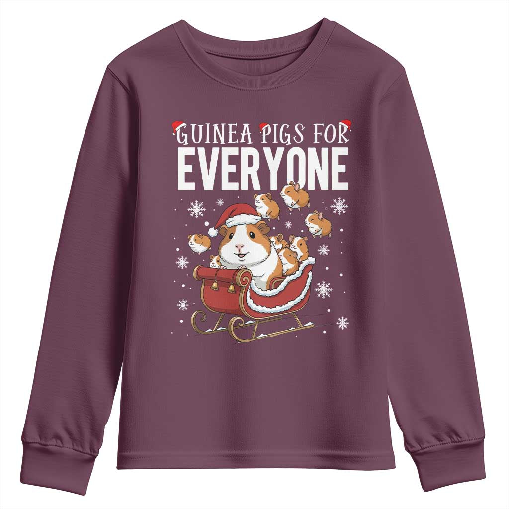 Christmas Guinea Pigs For Everyone Youth Sweatshirt Funny Cavy Lover Gift TS12 Maroon Print Your Wear
