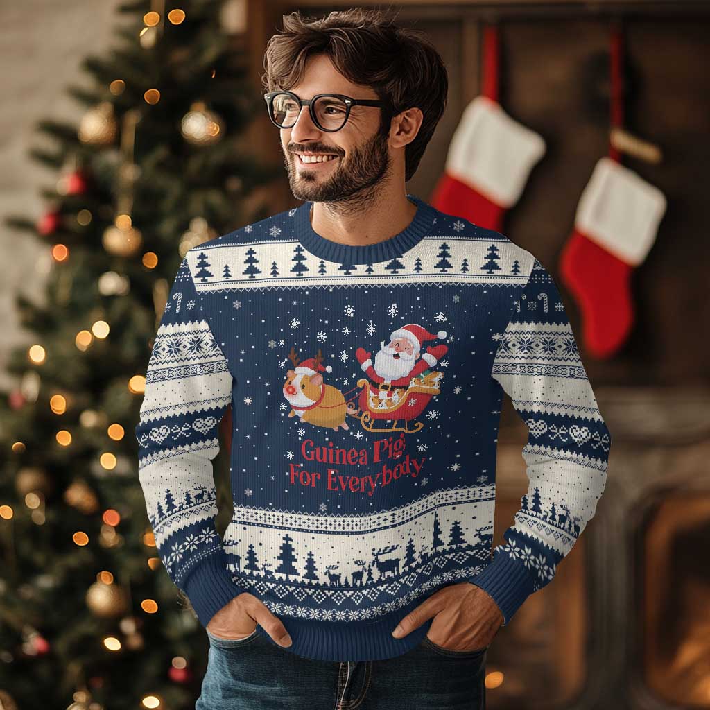 Guinea Pigs For Everybody Ugly Christmas Sweater Funny Xmas Gift TS12 Navy Beige Print Your Wear