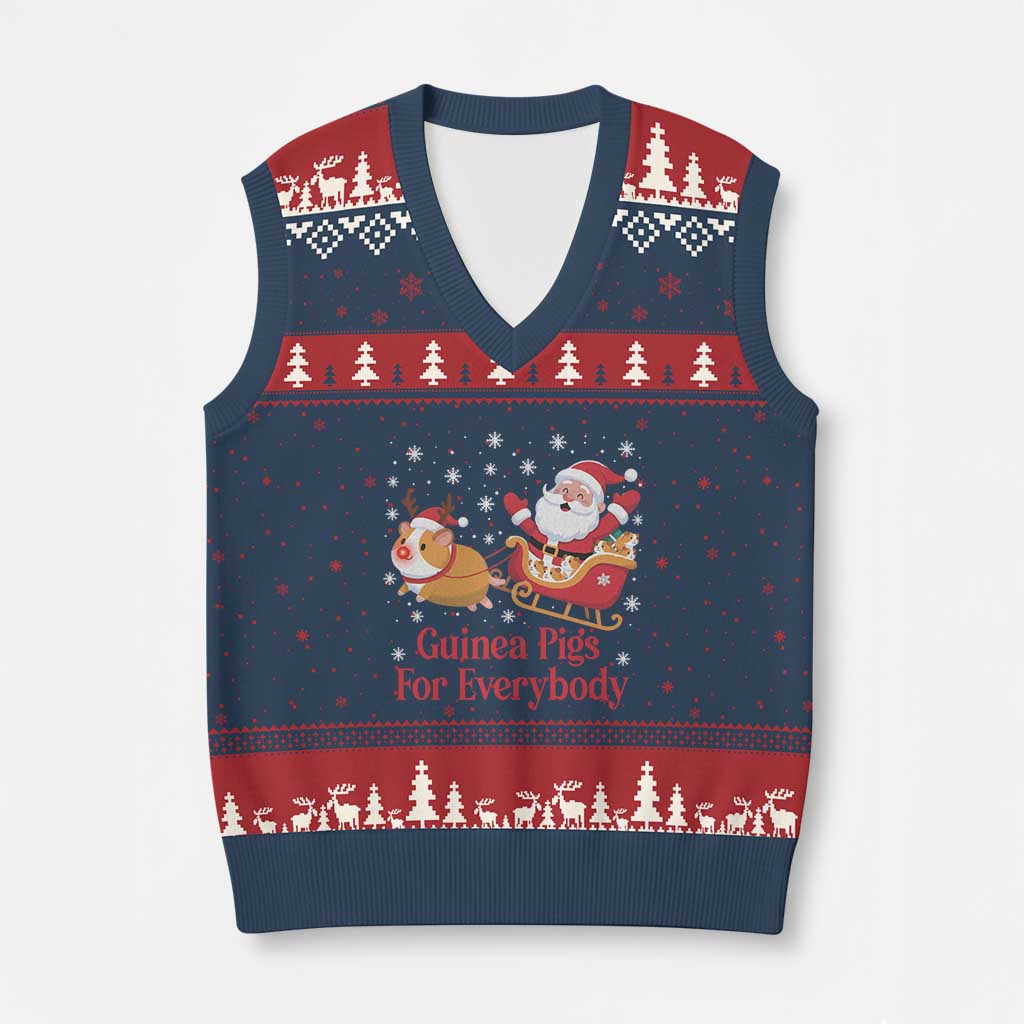 Guinea Pigs For Everybody V-Neck Knit Sweater Vest Funny Xmas Gift TS12 Navy Red Print Your Wear