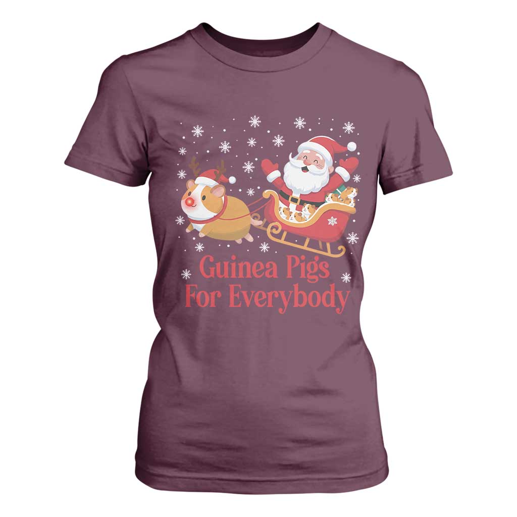 Guinea Pigs For Everybody T Shirt For Women Funny Xmas Gift TS12 Maroon Print Your Wear