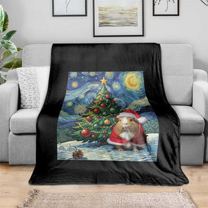 Santa Guinea Pig Starry Night Inspired Throw Blanket Funny Christmas Gift TS12 Print Your Wear