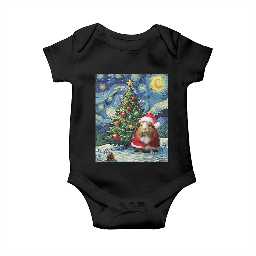 Santa Guinea Pig Starry Night Inspired Baby Onesie Funny Christmas Gift TS12 Black Print Your Wear