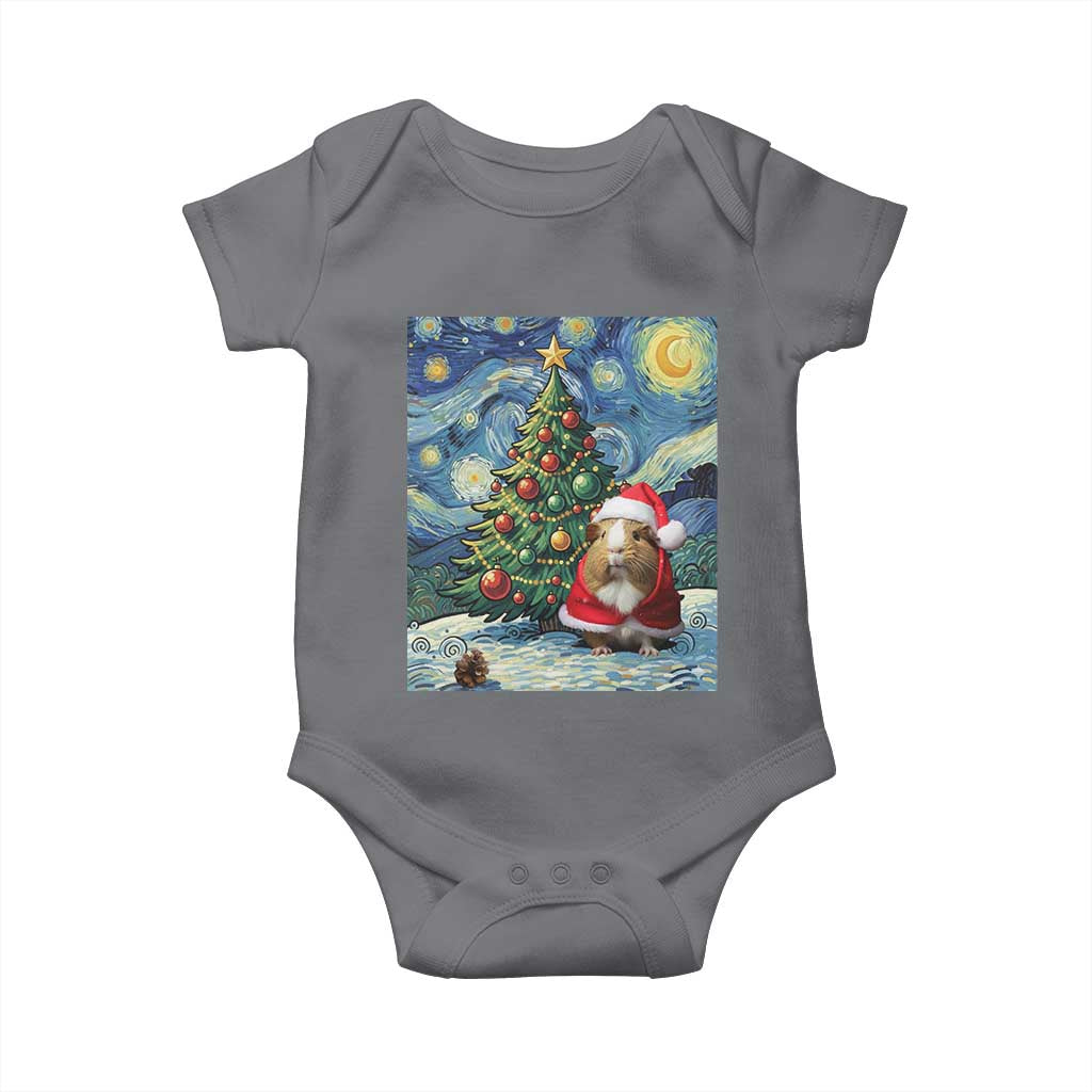 Santa Guinea Pig Starry Night Inspired Baby Onesie Funny Christmas Gift TS12 Charcoal Print Your Wear