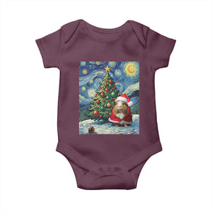 Santa Guinea Pig Starry Night Inspired Baby Onesie Funny Christmas Gift TS12 Maroon Print Your Wear