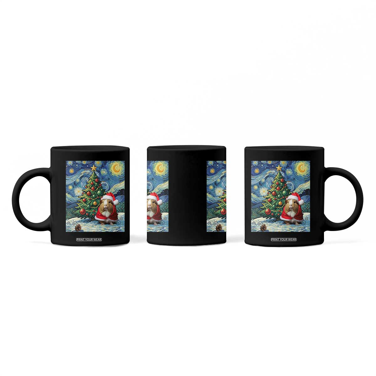 Santa Guinea Pig Starry Night Inspired Coffee Mug Funny Christmas Gift TS12 Print Your Wear
