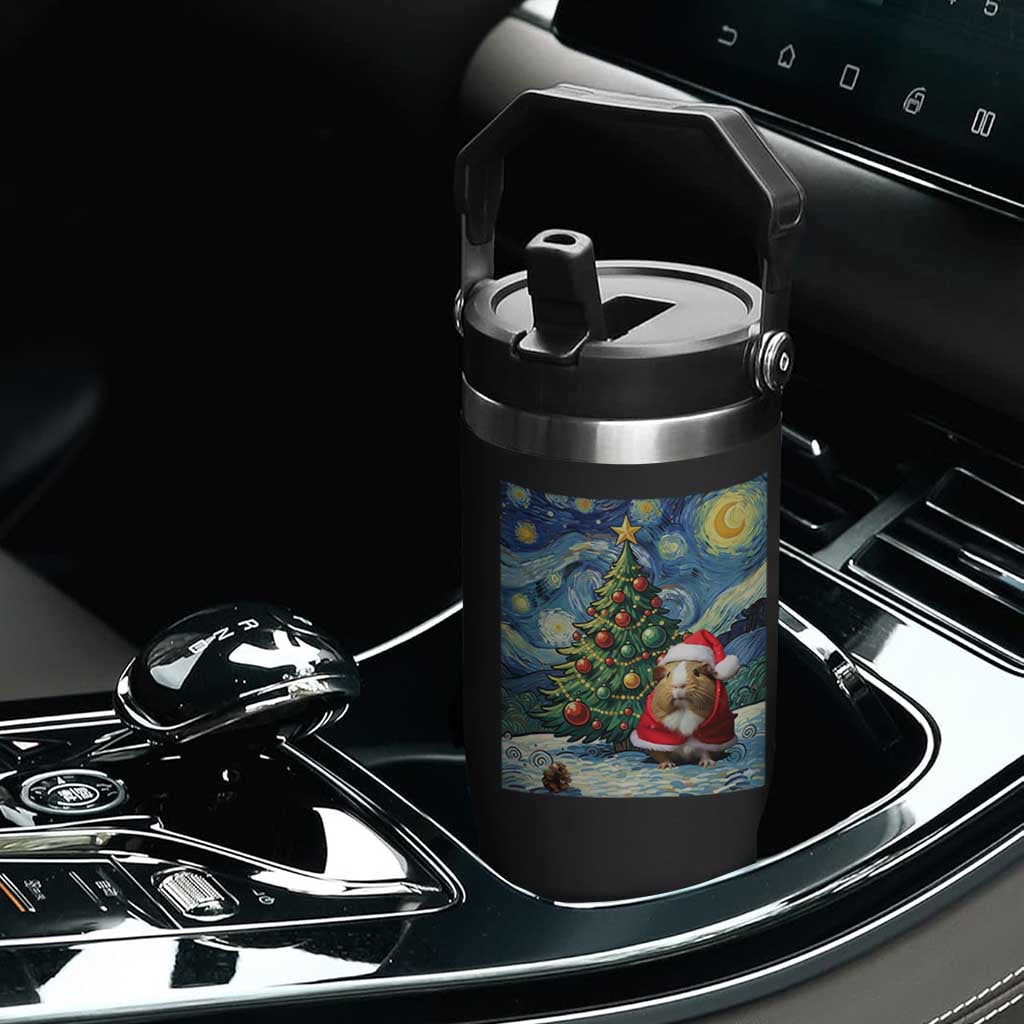 Santa Guinea Pig Starry Night Inspired Flip Straw Tumbler Funny Christmas Gift TS12 Print Your Wear