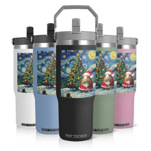 Santa Guinea Pig Starry Night Inspired Flip Straw Tumbler Funny Christmas Gift TS12 Print Your Wear