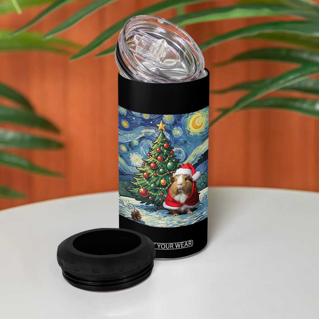 Santa Guinea Pig Starry Night Inspired 4 in 1 Can Cooler Tumbler Funny Christmas Gift TS12 Print Your Wear