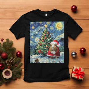 Santa Guinea Pig Starry Night Inspired T Shirt Funny Christmas Gift TS12 Black Print Your Wear
