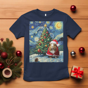 Santa Guinea Pig Starry Night Inspired T Shirt Funny Christmas Gift TS12 Navy Print Your Wear