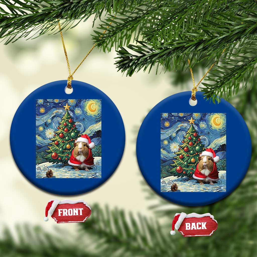 Santa Guinea Pig Starry Night Inspired Ceramic Ornament Funny Christmas Gift TS12 1pc Blue Print Your Wear