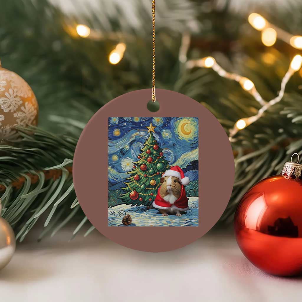 Santa Guinea Pig Starry Night Inspired Ceramic Ornament Funny Christmas Gift TS12 1pc Mocha Print Your Wear