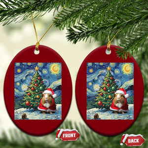 Santa Guinea Pig Starry Night Inspired Ceramic Ornament Funny Christmas Gift TS12 Print Your Wear