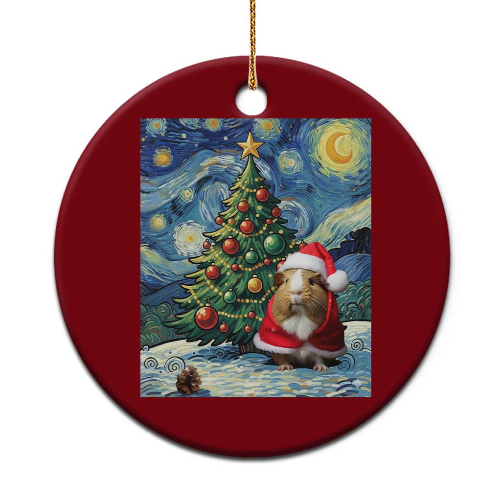 Santa Guinea Pig Starry Night Inspired Ceramic Ornament Funny Christmas Gift TS12 1pc Red Print Your Wear