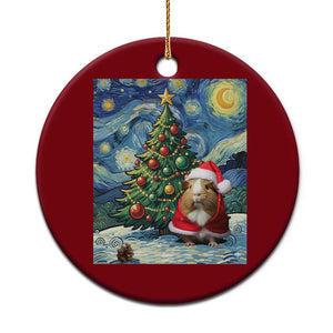 Santa Guinea Pig Starry Night Inspired Ceramic Ornament Funny Christmas Gift TS12 1pc Red Print Your Wear
