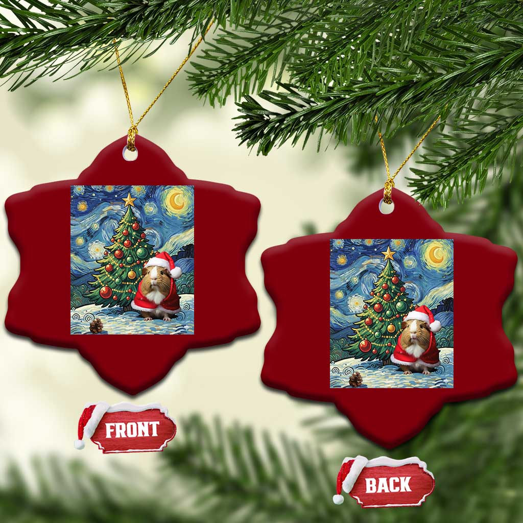 Santa Guinea Pig Starry Night Inspired Ceramic Ornament Funny Christmas Gift TS12 Print Your Wear