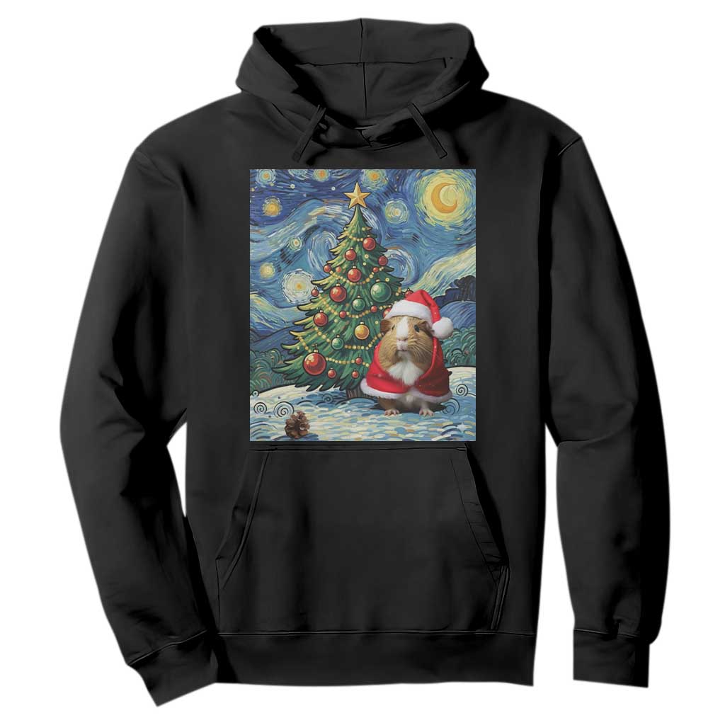 Santa Guinea Pig Starry Night Inspired Hoodie Funny Christmas Gift TS12 Black Print Your Wear