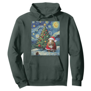 Santa Guinea Pig Starry Night Inspired Hoodie Funny Christmas Gift TS12 Dark Forest Green Print Your Wear