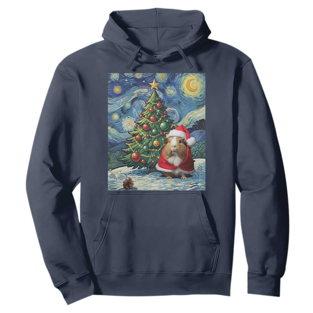 Santa Guinea Pig Starry Night Inspired Hoodie Funny Christmas Gift TS12 Navy Print Your Wear