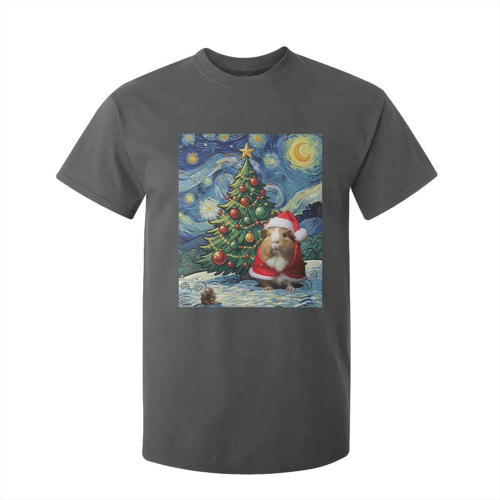 Santa Guinea Pig Starry Night Inspired T Shirt For Kid Funny Christmas Gift TS12 Dark Heather Print Your Wear