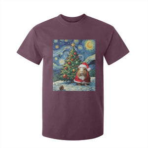 Santa Guinea Pig Starry Night Inspired T Shirt For Kid Funny Christmas Gift TS12 Maroon Print Your Wear